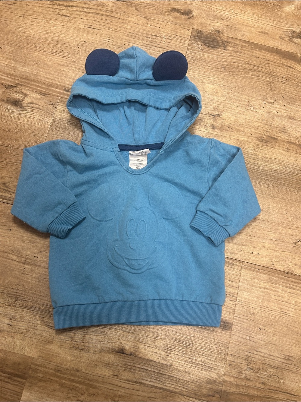 4/$20 Kids Disney Blue Hoodie with Mickey Mouse Ear Details Sz 12 mth